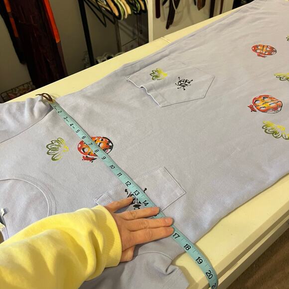 Vintage USA Focus Cotton Purple Painted Lady Bug Printed Pocket Dress Size Small - Picture 9 of 12